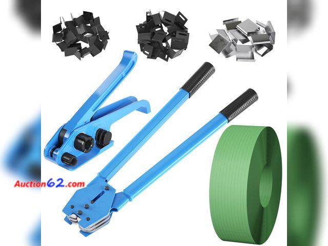 Lot 44-513p - $109.99 Retail price - Vteilas Banding Kit - Pallet Packaging Strapping Tool, Tensioner, Sealer - 200 Corner Pieces, 200 Metal Seals, 5/8" x...