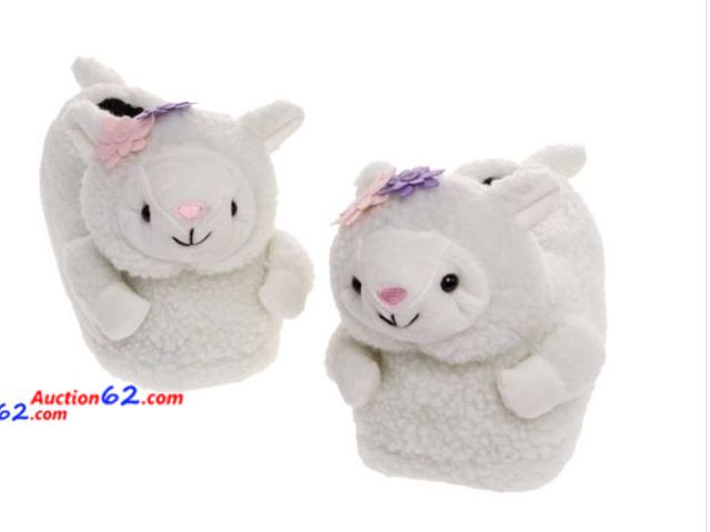 Lot 44-3074t - New NEW - Size Small - FUNZIEZ! - Sheep Fuzzy Slippers - Cute Animal Slippers Novelty Lamb House Shoe - See Pictures