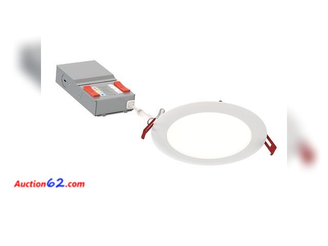 Lot 44-1891e - Juno LED Recessed Lights 6 Inch Round Baffle Wafer Downlight, 5-in-1 Switchable White Color Temperature, Adjustable Brightness, 120 Volts, 6...