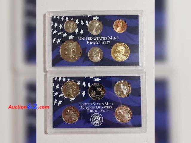 Lot 44-8520w - 10 COIN SET 2004 UNITED STATES SAN FRANCISCO MINT PROOF COIN SET W/SACAGWEA DOLLAR, KENNEDY HALF, STATE QUARTERS-MICHIGAN, FLORIDA, TEXAS, I...