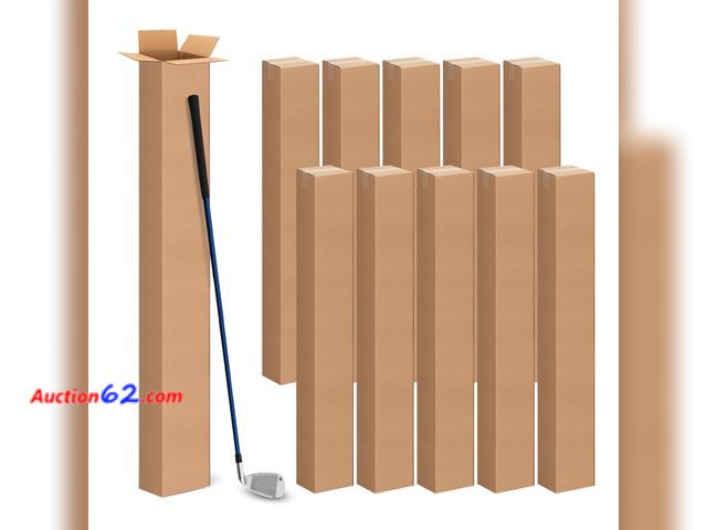 Lot 44-587e - 10 Pcs 4x4x48 Inch Tall Corrugated Cardboard Boxes, 4"L x 4"W x 48"H Golf Club Shipping Boxes - Shipping, Moving, Packaging, Mailing, Storag...