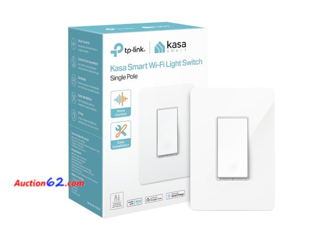 Lot 44-1526p - TP-Link Kasa Smart Wi-Fi Light Switch HS200, Single Pole, Voice Control, Easy Installation, Works with Alexa, Google Assistant, SmartThings,...