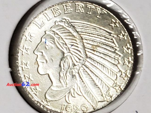 Lot 44-8326k - 1/10 OZ .999 FINE SILVER ROUND. OBVERSE LOOKS LIKE A $5 INDIAN AND THE REVERSE LOOKS LIKE A WHEAT CENT. MADE BY THE GOLDEN STATE MINT. STOCK...