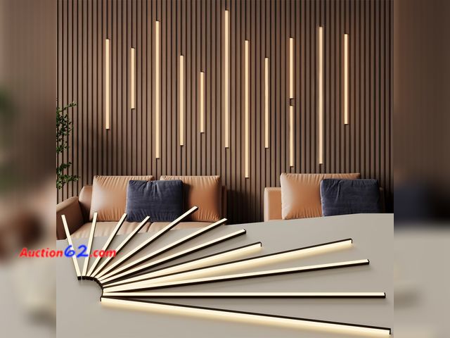 Lot 44-2554w - $161.49 Retail price - FamtaCare Slat Wall Lights 12pcs Adhesive Black Strip Lights for Wood Wall Panels, Dimmable 3000K LED Recessed Lighti...