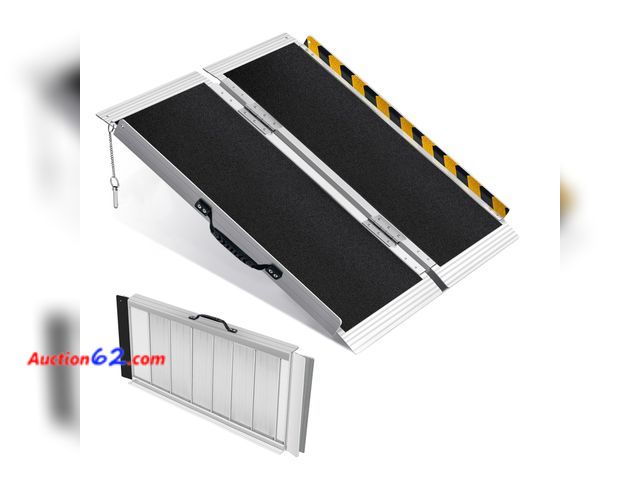 Lot 44-578e - $94.99 Retail price - Sailret 3FT Portable Wheelchair Ramp, Non-Slip Aluminum Folding Handicap Ramp for Home Steps, Stairs, Threshold and Do...