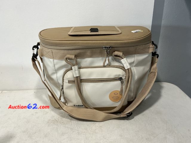 Lot 44-751o - Embarc Outdoors Cooler Bag Tan/White See All Photo's E-Commerce Return, A basic inspection has been given to this item. Sold AS-IS. Not Test...