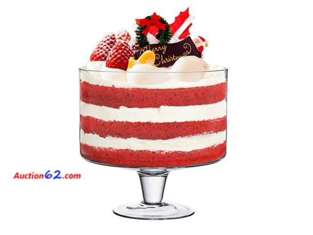 Lot 44-1111j - CREATIVELAND Trifle bowl Glass Crystal-Clear Set of 1, 116oz(3.3L), Footed Trifle Bowl with Stand, Trifle dish for decadent dessert like sal...