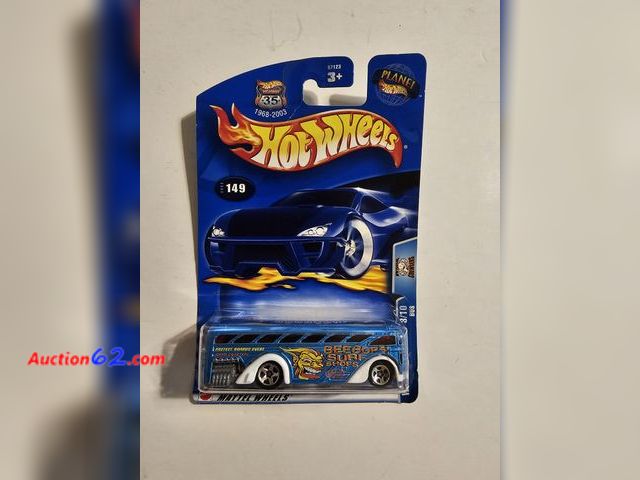 Lot 44-8350w - 2003 35th YEAR ANNIV HOT WHEELS VINTAGE BEEBOPS SURF SHOPS WORK CREWSERS BUS DESIGNED BY FAMOUS SILKSCREEN ROCK POSTER DESIGNER MiQ WILMOTT....