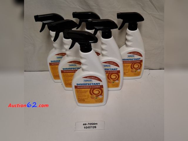 Lot 44-7054m - Lot of (6)  GONZO disinfectant deodorizer and cleaner, citrus scent, 24 fl.oz bottle E-Commerce Return, A basic inspection has been given to...