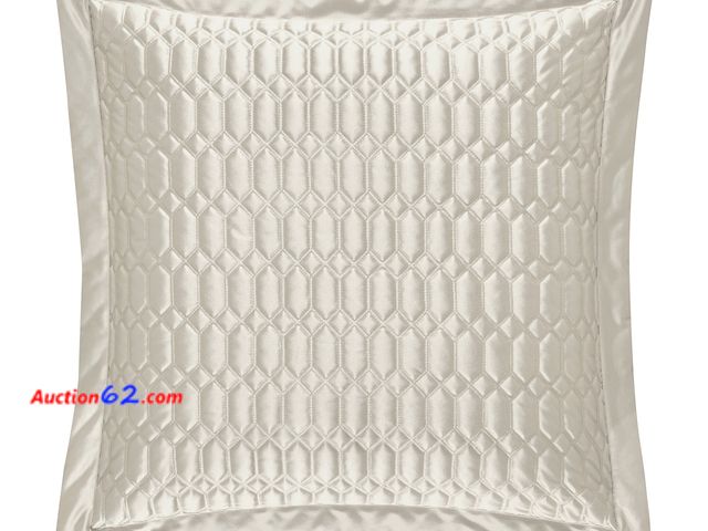 Lot 44-4077w - Five Queens Court Saranda Satin Geometric Quilted Euro Pillow Sham, Natural Not Tested See All Photo's Appears New, A basic inspection has b...
