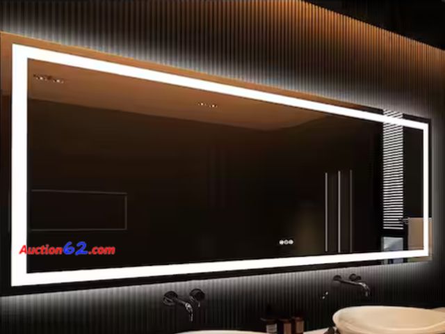 Lot 44-11 - $822 Retail price - 96 in. W x 36 in. H Large Rectangular Frameless Double LED Lights Anti-Fog Wall Bathroom Vanity Mirror in Tempered Glass...