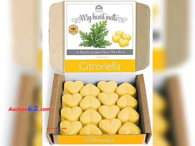 Lot 44-9003g - Citronella Wax Melts: 16 x 5g Heart Shaped Appears New, A basic inspection has been given to this item. Sold AS-IS.