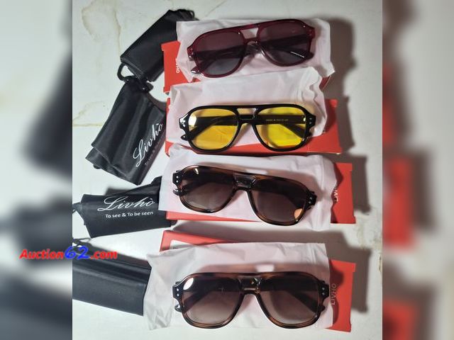 Lot 44-3007e - Lot of 4 Pairs of LIVHO Fashion Sunglasses - See Pictures for style and lense colors -  Appears New, A basic inspection has been given to th...