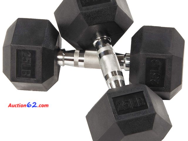 Lot 44-1990 - Rubber Encased Hex Dumbbell in Pairs Not Tested See All Photo's Appears New with box damage