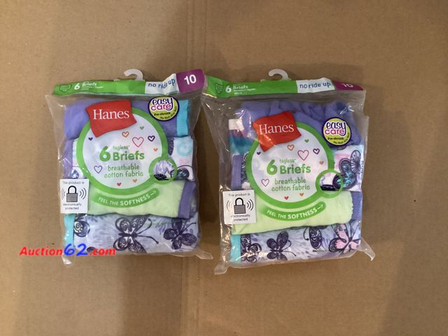 Lot 44-7759i - Lot of (2) packs of girls size 10 tagless briefs.  Appears New, A basic inspection has been given to this item. Sold AS-IS. See All Photo's