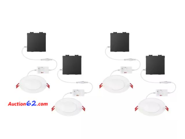 Lot 44-666g - Retail value $96- Elite Series 4 in. LED DuoBright, 3-Level Lumen Select, Ultraslim Canless Recessed Light, Adjustable CCT (4-Pack) Appears ...