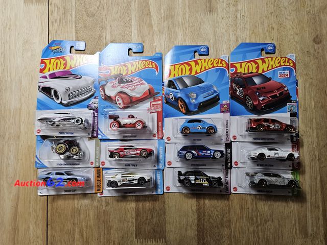Lot 44-8300o - LOT OF TWELVE (12) REALLY NICE HOT WHEELS CARS! PURPLE PASSION MERC, '70 VOLKSWAGON BAJA BUG, CAMARO Z28, TARGET EXCLUSIVE RED DONUT DRIFTER...