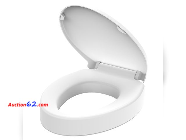 Lot 44-1502o - Huttdmel Raised Elongated Toilet Seat 18.5'' for Seniors – Soft Close, Quick Release &amp; Connect, Sturdy PP Material, Won’t Loosen, Ideal ...