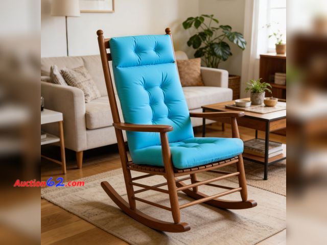 Lot 44-1799 - LYLNBYWK Indoor Rocking Chair Cushion with Removable Neck Pillow, Anti Slip High Back Chair Pads with Ties, Tufted Rocker Cushions for Bedro...