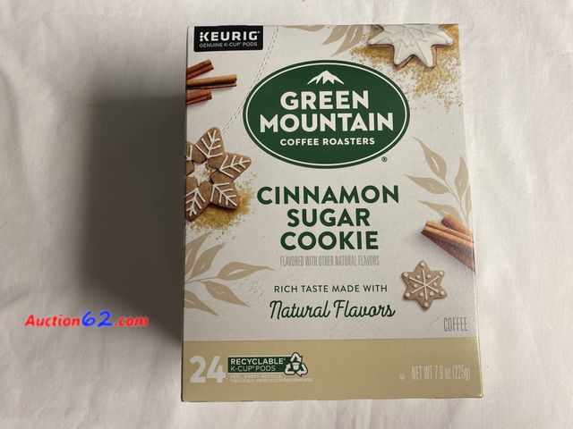 Lot 44-2120b - New. Green Mountain coffee roasters. 24 Cinnamon Sugar Cookie Keurig K- cup pods.  Best By Date is July 27, 2026. See photos. Appears New, A...