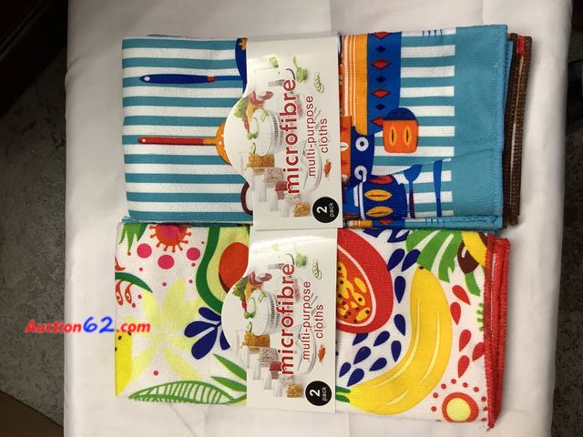 Lot 44-6080o - 2 sets of 2 microfiber dish towels all different colors. New. See All Photo's Not Tested Never opened, Factory Sealed