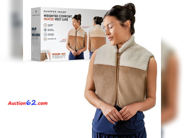 Lot 44-2659w - Sharper Image Pain Relief Weighted Comfort Heated Vest Luxe Appears New, A basic inspection has been given to this item. Sold AS-IS. Not Tes...