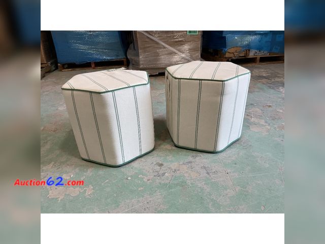 Lot 44-895f - Threshold Studio McGee Ottoman, Outdoor Pouf, Lykke Stripe Not Tested E-Commerce Return, A basic inspection has been given to this item. Sol...