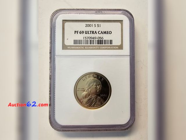 Lot 44-8324u - 2001-S SACAGAWEA PROOF DOLLAR GRADED PF 69 ULTRA CAMEO BY NGC. ONE POINT SHY OF A PERFECT COIN!-NT