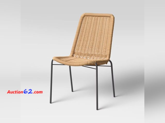 Lot 44-187p - Retail of $85- Resin Wicker Stack Outdoor Patio Dining Chair Armless Chair Black - Threshold™ Appears New, A basic inspection has been given...