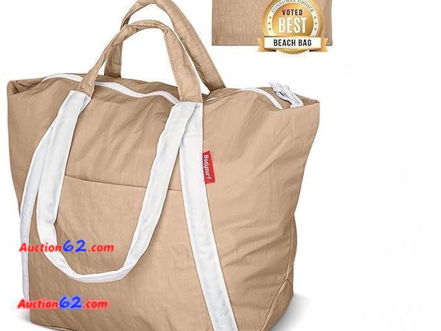 Lot 44-9072j - Lightweight Beach Tote, Medium - Sand, 32 x 20.3 x 26.9 Centimeters Appears New, A basic inspection has been given to this item. Sold AS-IS.