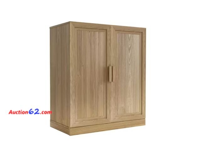 Lot 44-13b - Retail value $299- Solid Wood Natural 36 in. H Storage Cabinet with Adjustable Shelves 1. Appears New, A basic inspection has been given to ...
