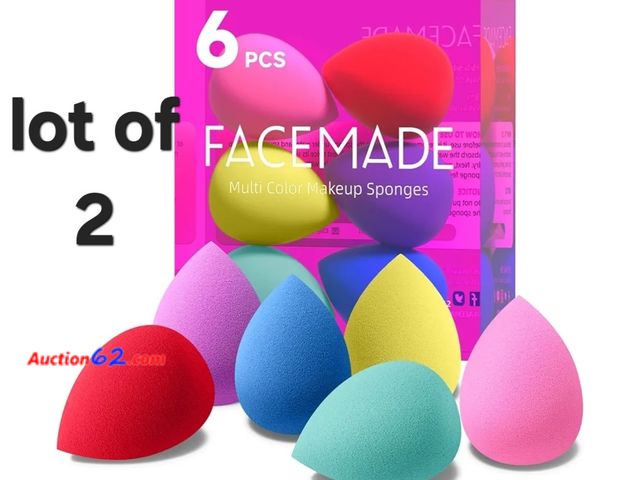 Lot 44-6538q - Lot of 2 6 PCS Makeup Sponges Sets, Makeup Sponges for Foundation, Latex Free Beauty Sponges, Flawless for Liquid, Cream and Powder, Multipl...