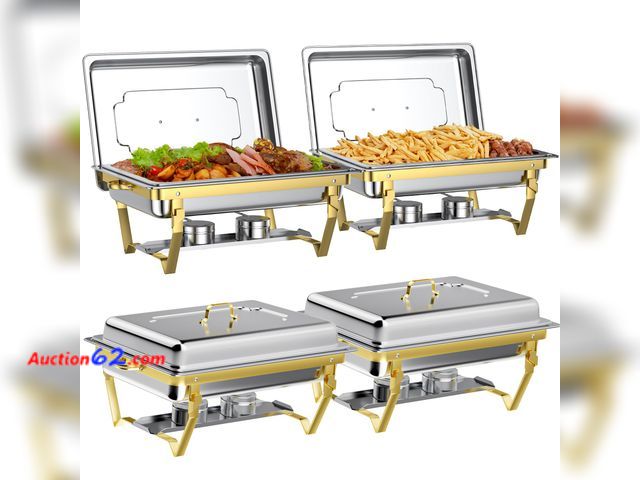 Lot 44-840i - $165.06 Retail price - GGIU Chafing Dishes for Buffet Set: Chafers for Catering - Chafing Dish Buffet Set with Lids | Chafers and Buffet War...