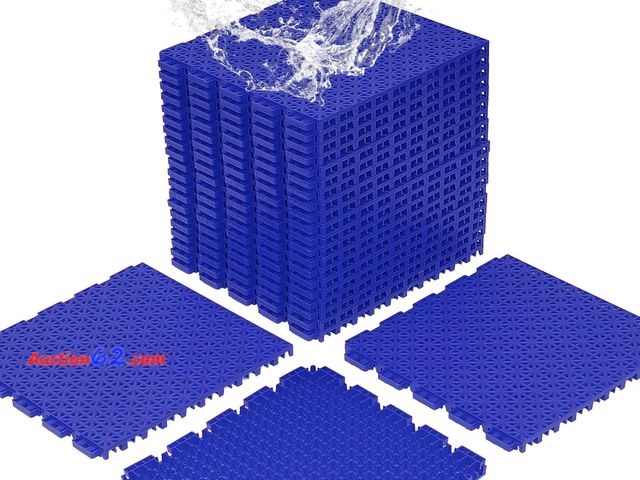Lot 44-1127o - $98.98 Retail price - jxgzyy 24 PCS Basketball Court Tiles, 5/8 Inch Thick Interlocking Sport Outdoor Floor Tiles, Non Slip PP Drainage Mat ...