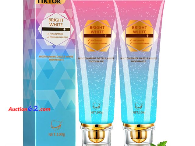 Lot 44-9078i - Pack of (2) Niacinamide Whitening Toothpaste, Effectively Whitens Teeth, Protects Tooth Enamel, Freshens Breath 24 Hours, Fluoride-Free Form...