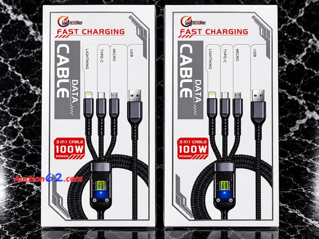 Lot 44-6016m - Set of 2 fast charging data cables from Gadgets and more. Micro- C Type- lightning. Appears New, A basic inspection has been given to this i...