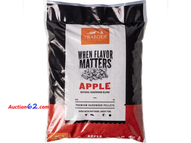 Lot 44-246e - Traeger Grills Apple 100% All-Natural Wood Pellets for Smokers and Pellet Grills, BBQ, Bake, Roast, 18 lb. Bag See All Photo's Appears New, ...