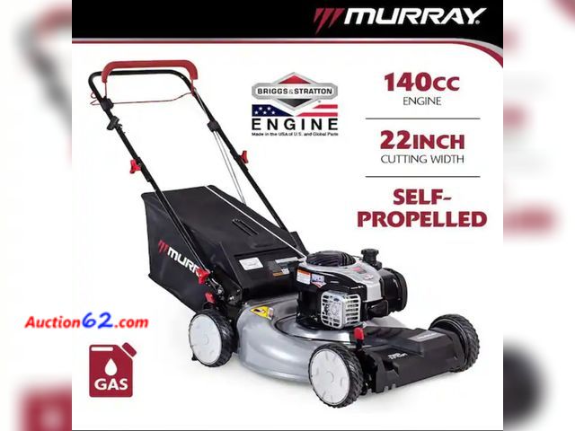 Lot 44-7398o - Murray 22" 140cc Briggs and Stratton walk behind gas self-propelled lawn mower with front wheel drive and bagger retail $359.00 E-Commerce R...