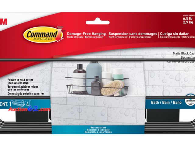 Lot 44-1570j - Command Shower Caddy Matte Black with Water Resistant Strips, Bathroom Organizer, Holds up to 6.5 lbs Not Tested See All Photo's Appears New...