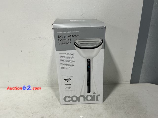 Lot 44-825 - Conair ExtremeSteam Garment Steamer Not Tested See All Photo's E-Commerce Return, A basic inspection has been given to this item. Sold AS-IS...