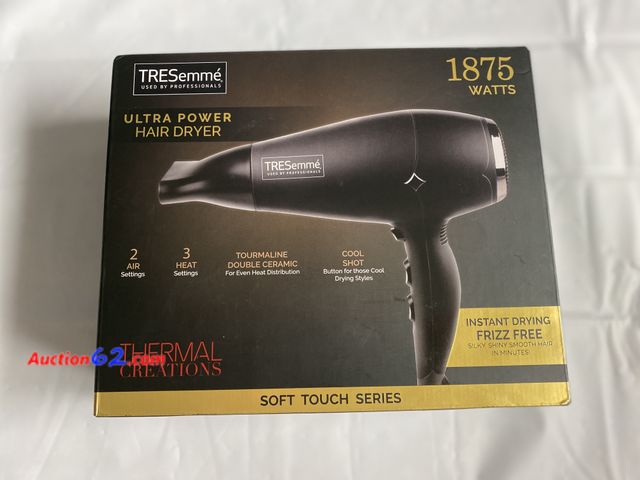 Lot 44-2100g - New. Tresemme used by professionals. 1875 watts ultra power hair dryer. Has 2 air settings, 3 heat settings, tourmaline double ceramic for e...