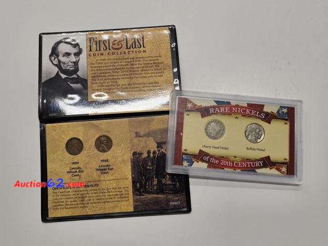Lot 44-8330o - TWO (2) COIN SETS - RARE NICKELS OF THE 20TH CENTURY SET W/LIBERTY HEAD V NICKEL AND BUFFALO NICKEL, AND FIRST AND LAST COIN COLLECTION W/19...