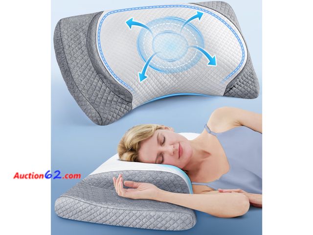 Lot 44-5504p - Ultra Comfort Cervical Neck Pillow for Pain Relief, Adjustable Side Sleeper Pillow Fit Shoulder Perfectly, Odorless Ergonomic Memory Foam Pi...