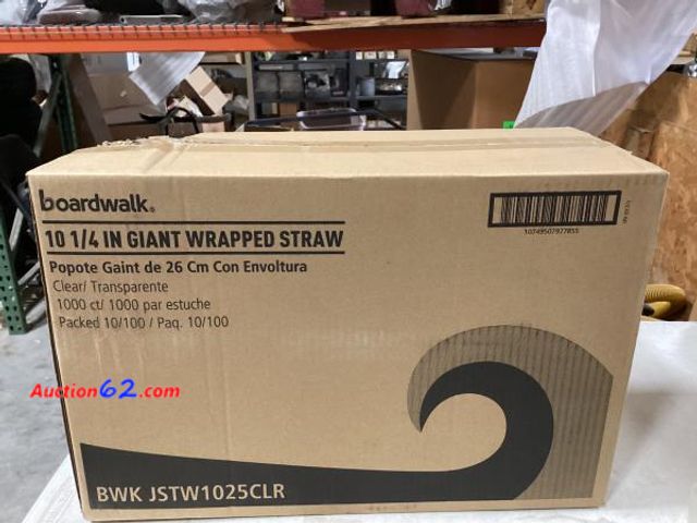 Lot 44-120b - Boardwalk BWKJSTW1025CLR 10.25 in. Wrapped Polypropylene Giant Straws - Clear (1000/Carton)- New With Box Damage - Appears New, A basic insp...