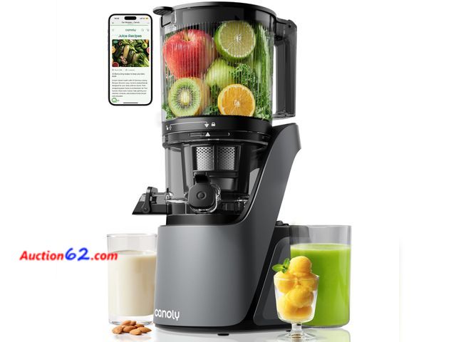 Lot 44-1169j - $279.99 Retail price - Canoly C16 Cold Press Juicer, 6" Extra Wide Feed Chute, 3-IN-1 Strainers (Juice &amp; Sorbet &amp; Nut Milk), Powerfu...