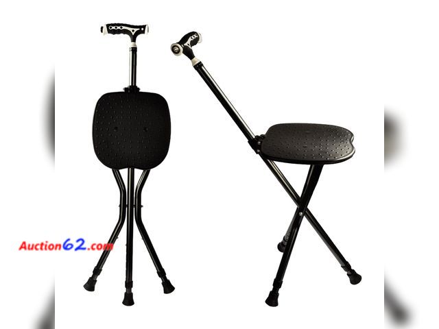 Lot 44-253 - Yayayo Hold 440 lbs Folding Canes with Seat Walking Stick Height Adjustment Cane Seat Capacity Frosted Handle with Magnetic Therapy Stone Cr...