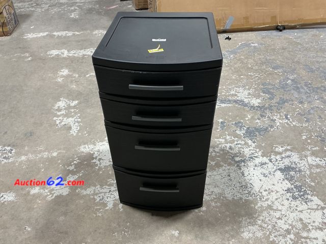 Lot 44-1633w - ORG 4-Drawer Medium Storage Tower, Black E-Commerce Return, A basic inspection has been given to this item. Sold AS-IS. See All Photo's Not ...