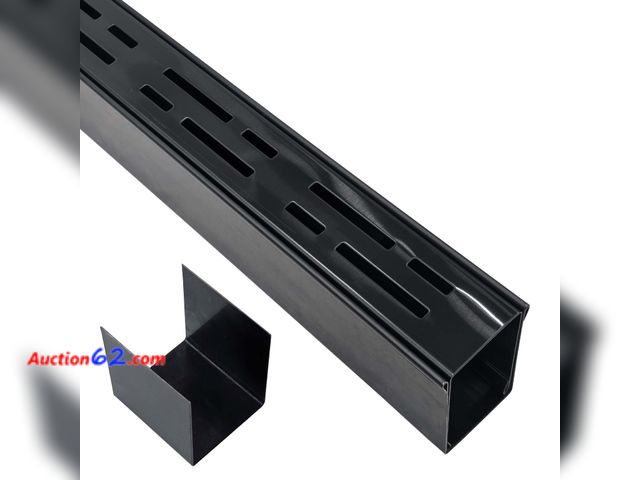 Lot 44-4098w - Black Channel Drain 2" Wide x 3' 3-5/8" Sections x 1 Pc,Outdoor Pool Deck Drain Channel 304 Stainless Steel with Coupling,Pool Drain for Con...