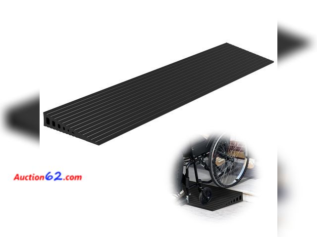 Lot 44-4025f - Nuvium 1.6" Rise Threshold Ramps for Doorways, 2000 Lbs Load Capacity, 35.5" Wide Natural Rubber Power Wheelchair Ramp is Adjustable and Cut...