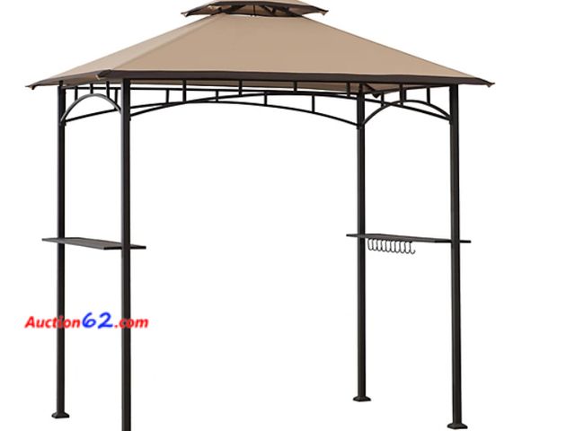 Lot 44-139w - Sunjoy 5 x 8 ft. Black Steel Frame Canopy Grill Gazebo for Outdoor (stock photo may not depict exact item) Appears New, A basic inspection h...